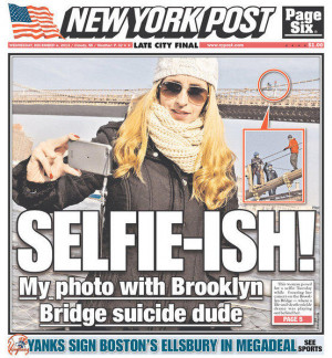 ... the New York Post features a woman taking a selfie… (New York Post