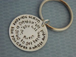 Dr Seuss Quote, Silver hand stamped Keychain for Teacher, Volunteer ...