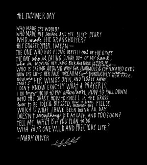 ... plan to do with your one wild and precious life? >>> / Mary Oliver
