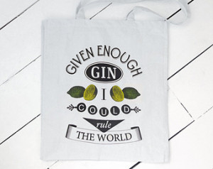 Gin Quote Tote Bag, Shopper, Typography Tote Bag, Mom Gift, Quote Tote ...