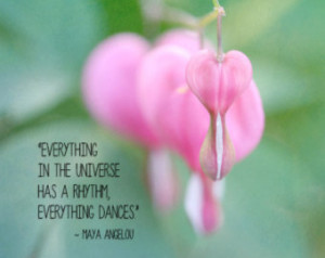 with Flower pink bleeding hearts green modern Maya Angelou quote ...