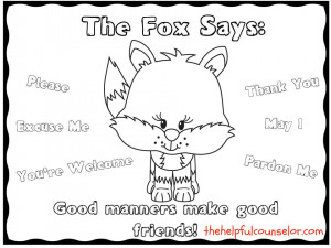Manners Matter: What Does the Fox Say Coloring Page Freebie and ...
