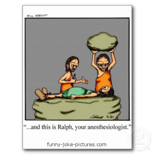 Funny Caveman Anaesthesiologist Cartoon Joke Picture