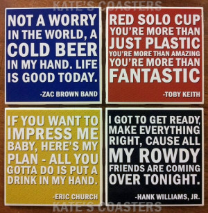Set of 4 country quotes ceramic tile coasters