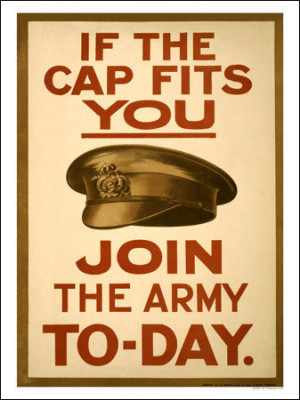 ... - If The Cap Fits, War Recruitment Poster, WW1 (30x40cm Art Print
