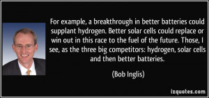 example, a breakthrough in better batteries could supplant hydrogen ...