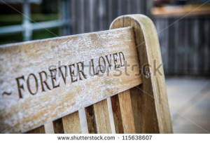 Wooden memorial bench with FOREVER LOVED carved into the back of it ...