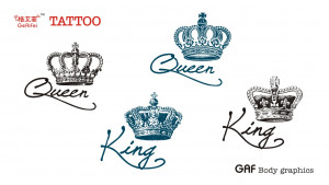 ... King and Queen crown alphabetical men waterproof tattoo stickers Lynx