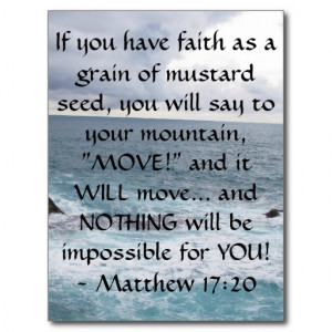 Matthew 17:20 Motivational Bible Quote Post Cards