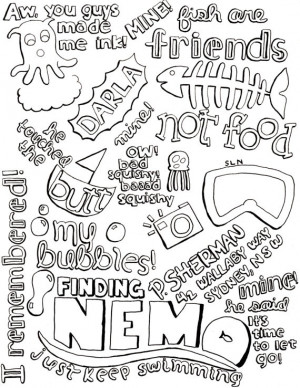 Finding Nemo Collage in black and white