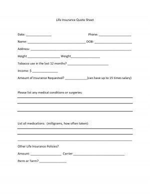 Life Insurance Quote Sheet - insurance_ Texas Pride Insurance Home by ...