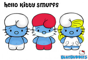 hello kitty love. Hello Kitty Smurfs [Razz]