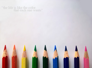 art, colored pencils, life, pencils, photography, quote, rainbow