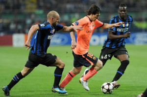 Getty Images: Lionel Messi on the dribble against Inter Milan.