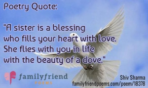 sister is a blessing who fills your heart with love she flies with ...