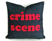 Man Cave Crime Scene Pillow, Word Pillow, Appliqued Text, Pillows with ...
