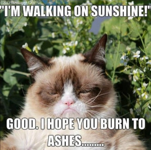walking on sunshine!”…Good. I hope you burn to ashes…