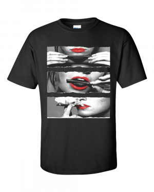 Blunt Roll Red Lips T-SHIRT Hot Girl Rolling Blunt Roll Up Weed 420 ...