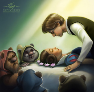 Princesa Leia e os Sete Ewoks em mashup de Star Wars e Disney
