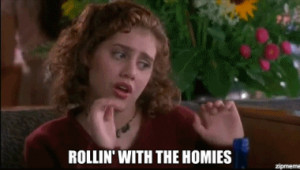 ... this image include: rolling with homies, Clueless, funny, gif and girl
