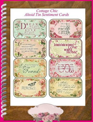 Cottage Chic Quotes Altoid Tin Covers Printable Labels Digital