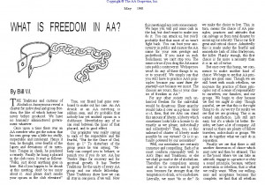 What Is Freedom In AA? May, 1960, Bill W
