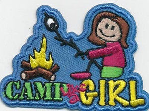 Girl CAMP LIKE A GIRL STICK camping Fun Patches Crests Badges SCOUTS