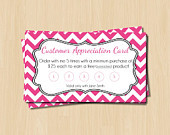 DIY Printable Direct Sales Pink Chevron Customer Appreciation Card