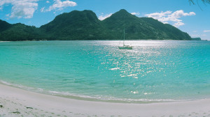 mountains clouds landscapes sand forests calm yatch sea turquoise ...