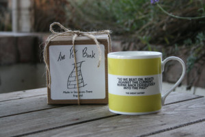 ... Great Gatsby Quote/So We Beat On Hoop Mug (pictured in light green