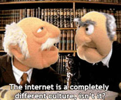 Statler and Waldorf from the Muppets discuss internet culture