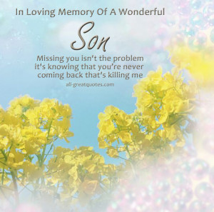 In Loving Memory Of A Wonderful Son Cards – Of A Wonderful Son