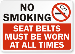 Seat Belt No Smoking Sign