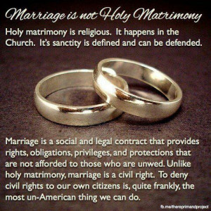 Holy matrimony vs marriage