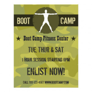 Body Madness Boot Camp Green Camo Fitness Flyers Custom Flyer
