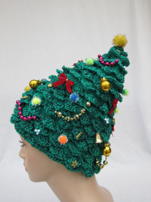 Christmas Tree Hat, crochet hat, creative hat, green hat, unusual hat ...