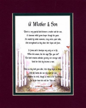 Mother & Son Touching 8x10 Poem, Double-matted in Burgundy Over Dark ...