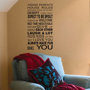 about EXTRA LARGE QUOTE IN THIS HOUSE GRAND PARENTS RULES FAMILY WALL ...