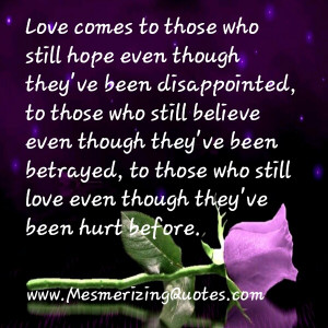 Love comes to those who still love