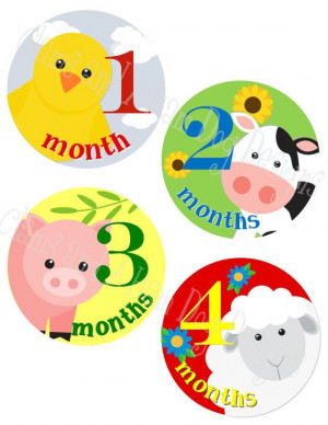 Farms Animal, Stickers Girls, Baby Shower Gifts, Milestones Stickers ...