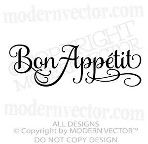 Details about BON APPETIT Quote Vinyl Wall Decal Kitchen Breakfast ...