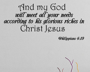... Meet All Your Needs Vinyl Wall Decal Quotes Religious Sticker (JL26