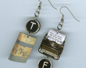 Book typewriter Earrings - Tortilla Flat John Steinbeck Quote ...