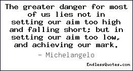 The greater danger for most of us li Quotes, Sayings & Quotations