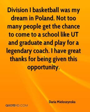 Daria Mieloszynska Division I basketball was my dream in Poland Not