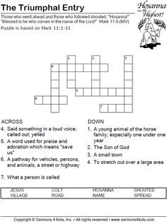 The Triumphal Entry - Crossword Puzzle More