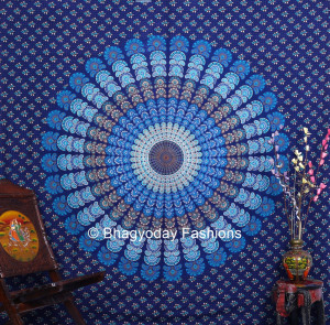 ... Tapestry Hippy Bohomain Bedspread Bed Sheet Tapestry Blue Mandala