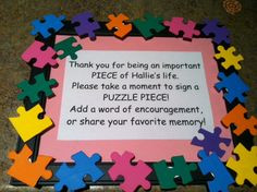 my sister had me make this frame. We then bought blank puzzle pieces ...