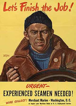 United States World War II recruiting poster for the merchant marine