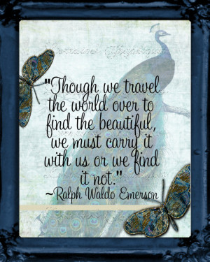 Ralph Waldo Emerson: Beauty Peacock Inspired Quote Photographic Print